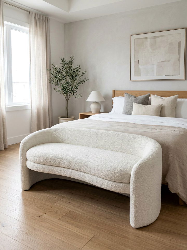 Boucle Bedroom Bench - 30 bedroom upholstered benches