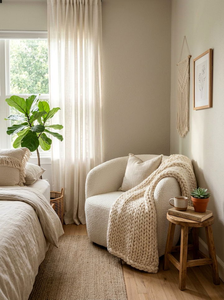 Boucle Chair - 30 soft texture bedroom ideas