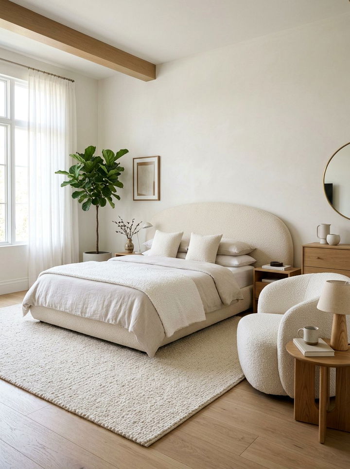 Boucle Fabric Bedroom - 30 textured bedroom ideas