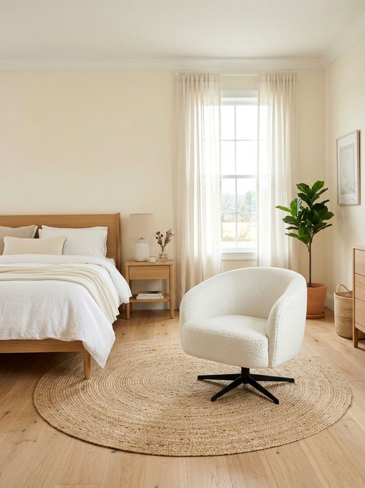 Boucle Swivel Chair - 30 bedroom accent chairs