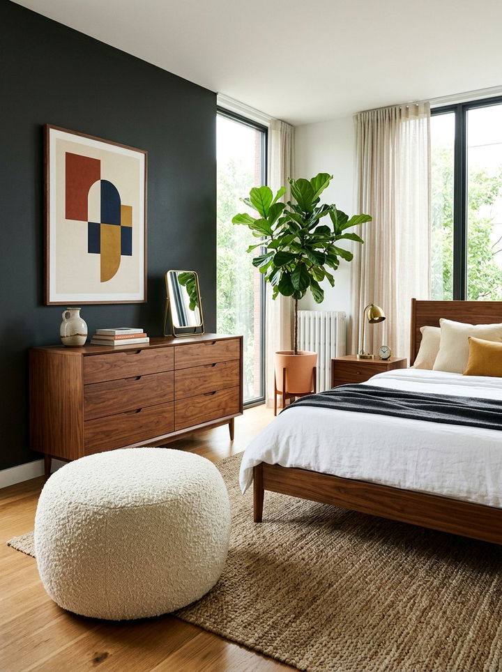 Boucle bedroom pouf - 30 bedroom poufs