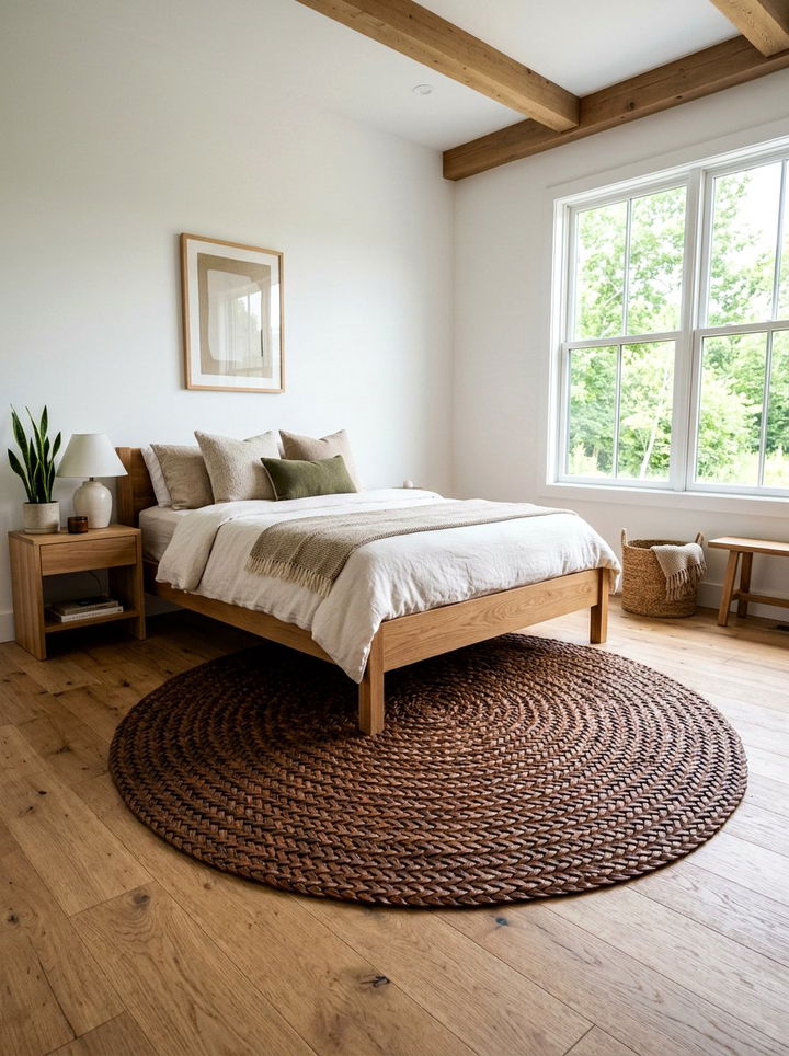 Braided Leather Rug - 30 leather bedroom ideas