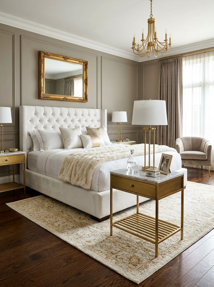 Brass And Marble Nightstand - 30 bedroom tall nightstands