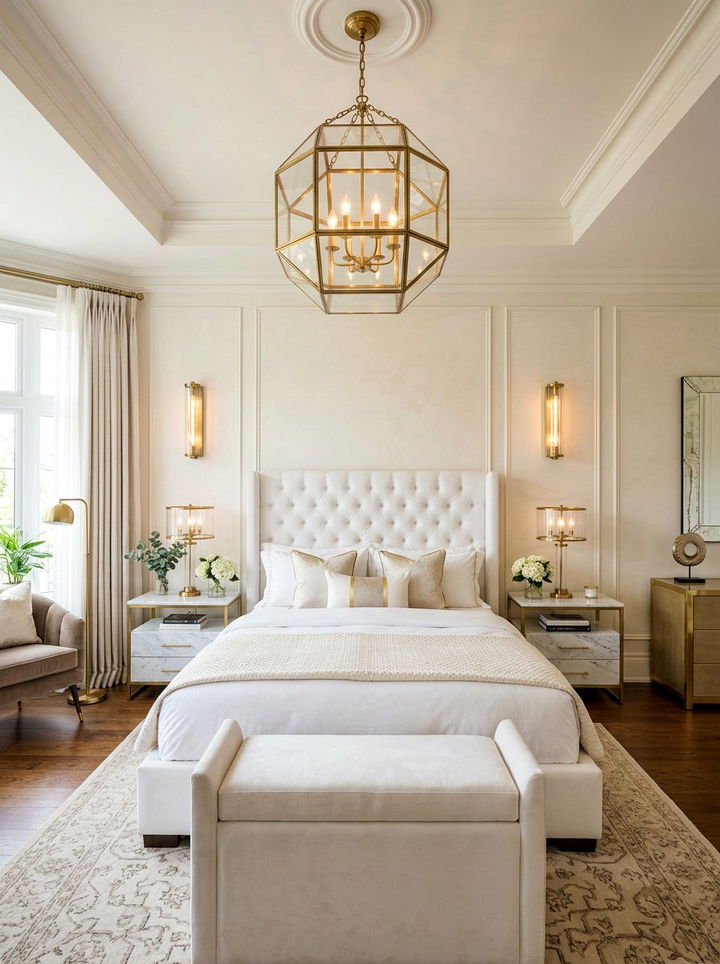 Brass Bedroom Lighting - 30 warm white bedroom ideas