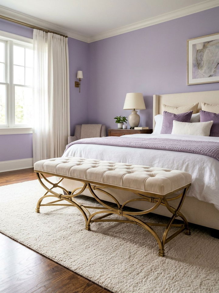 Brass Bench Base - 30 brass accent bedroom ideas