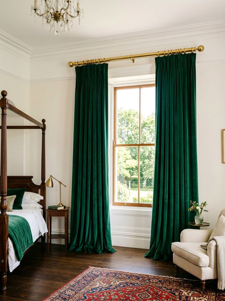 Brass Curtain Rod - 30 metal accent bedroom ideas