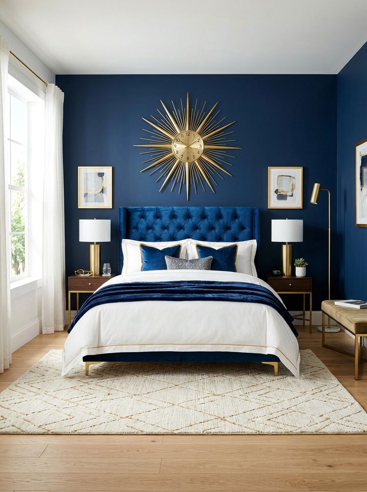 Brass Finish Starburst Wall Clock - 30 bedroom wall clocks