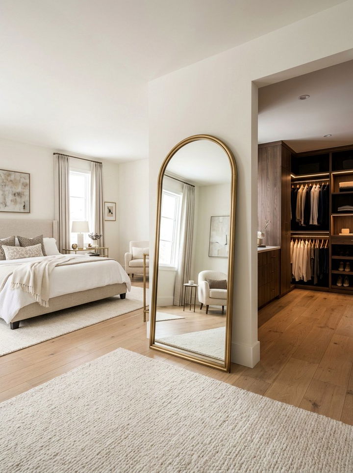 Brass Floor Mirror - 30 brass accent bedroom ideas