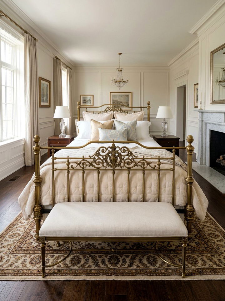 Brass Footboard Rail - 30 brass accent bedroom ideas