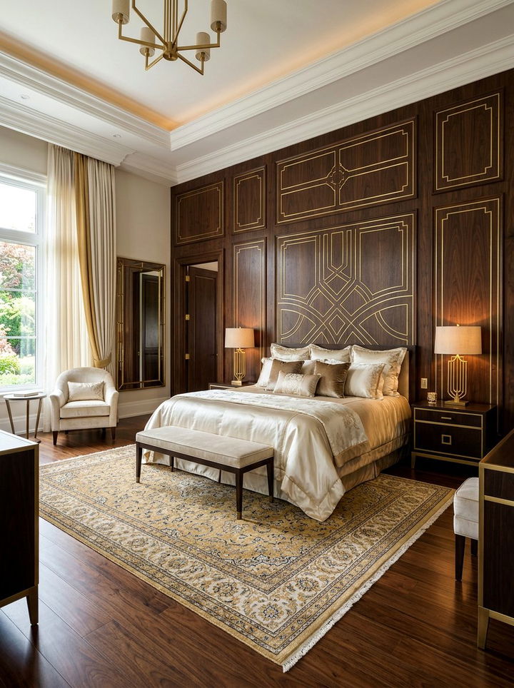 Brass Inlay Wood Paneling - 30 bedroom paneling ideas