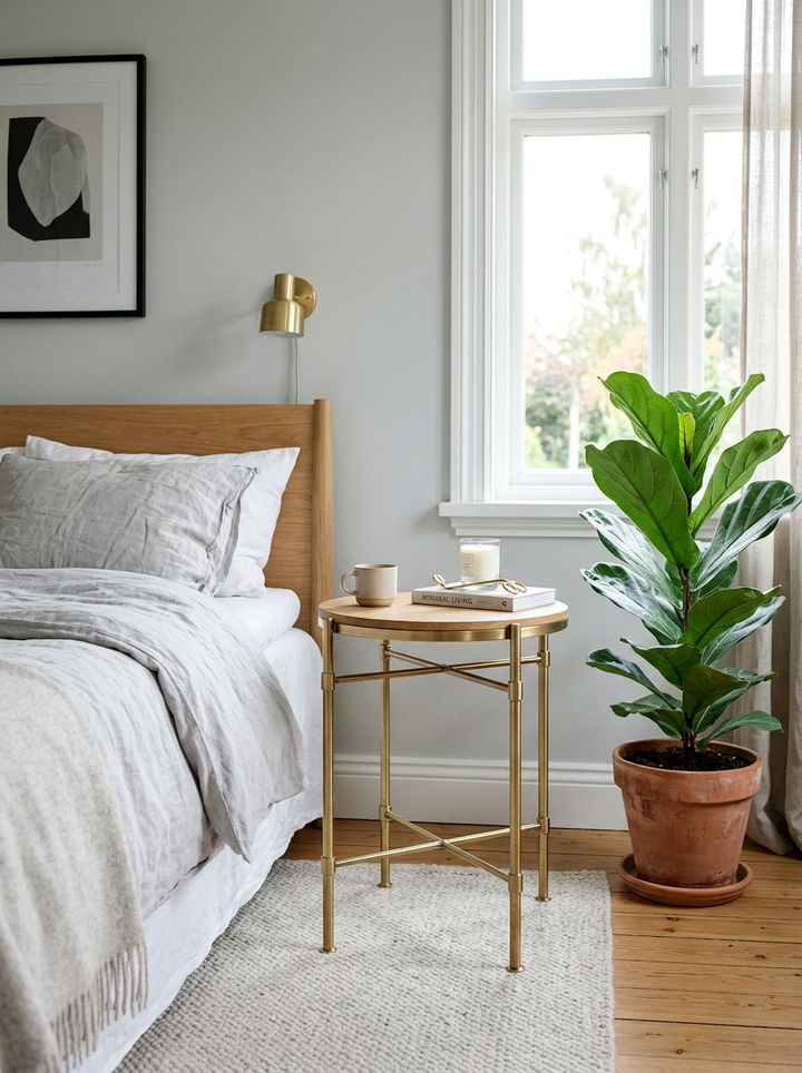 Brass Leg Side Table - 30 brass accent bedroom ideas