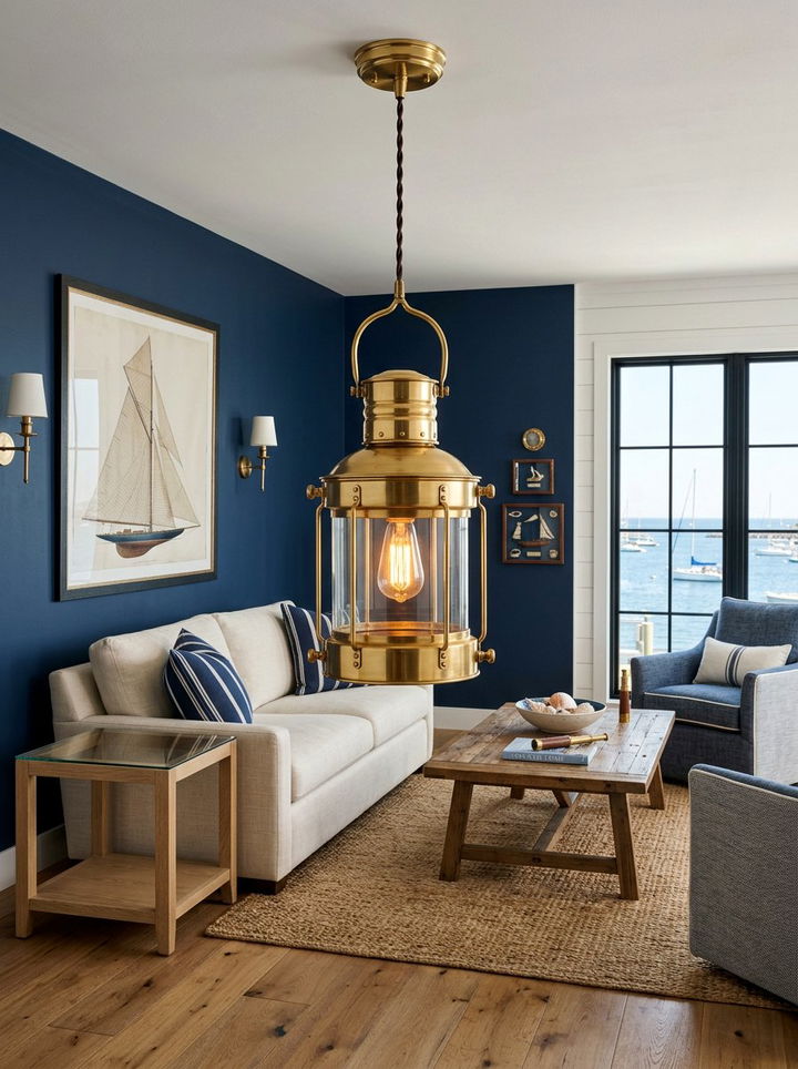 Brass Light Fixture - 30 nautical bedroom ideas