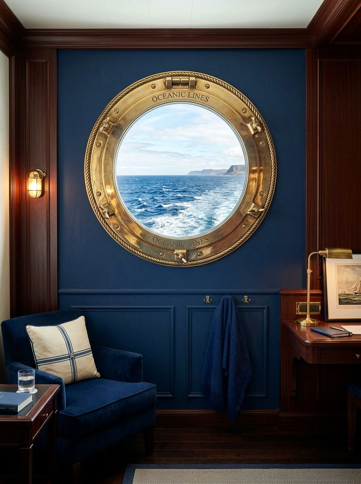 Brass Port Window - 30 nautical bedroom ideas