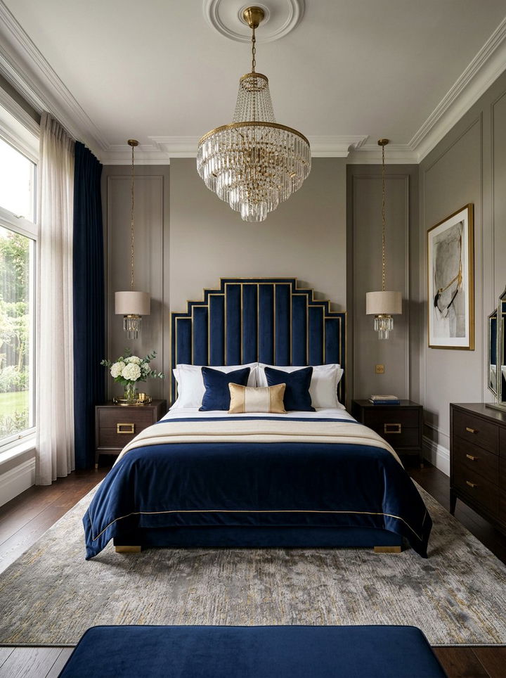 Brass Trim Channel Tufted Bed - 30 bedroom channel tufted headboards