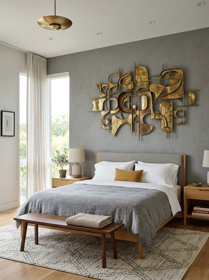 Brass Wall Art - 30 brass accent bedroom ideas