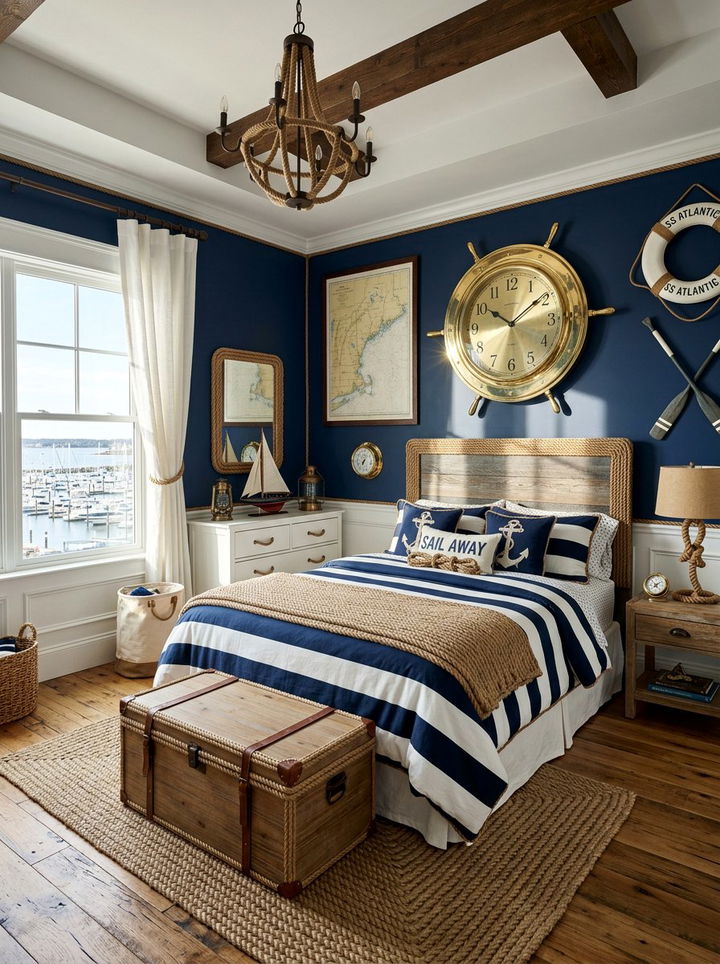 Brass ship wheel clock - 30 bedroom vintage clocks