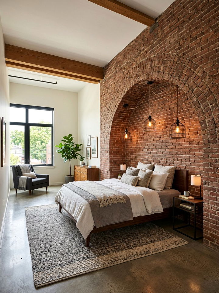 Brick Archway Detail - 30 industrial bedroom ideas