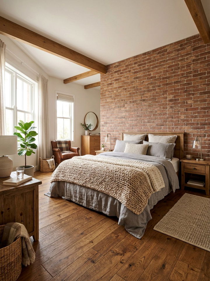 Brick Look Tile - 30 bedroom tile ideas