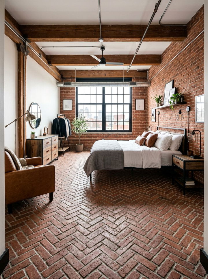 Brick Paver Floor - 30 bedroom floor design ideas