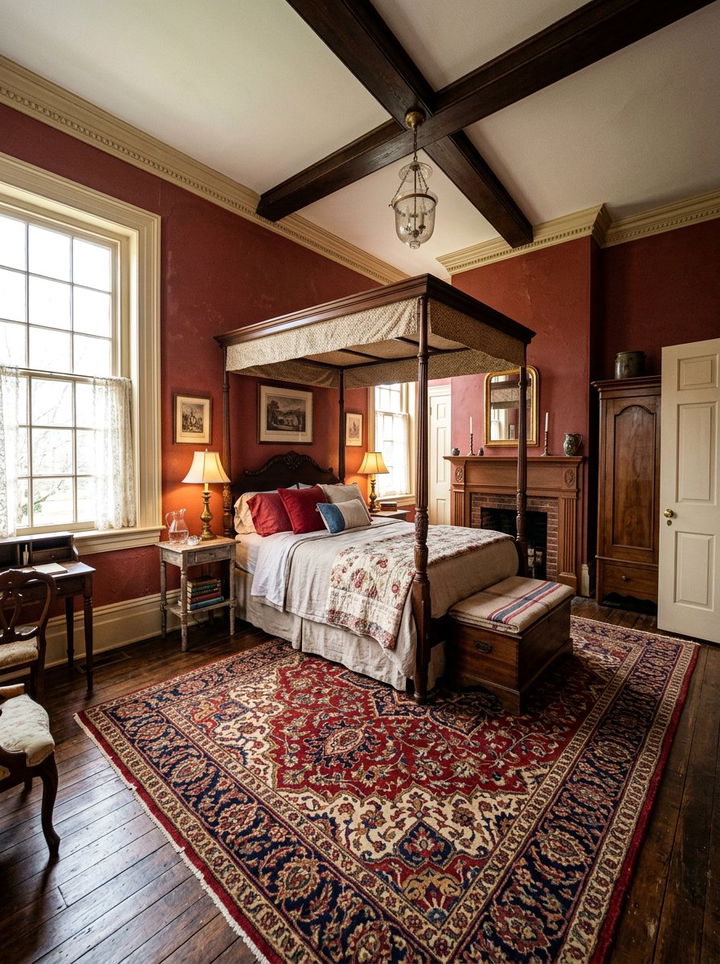 Brick Red Bedroom - 30 autumn inspired bedroom color ideas