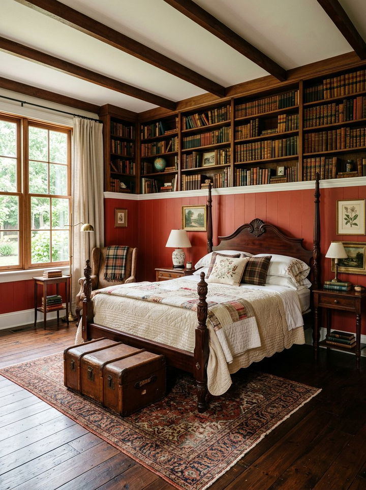 Brick Red Half Wall - 30 bedroom half painted walls