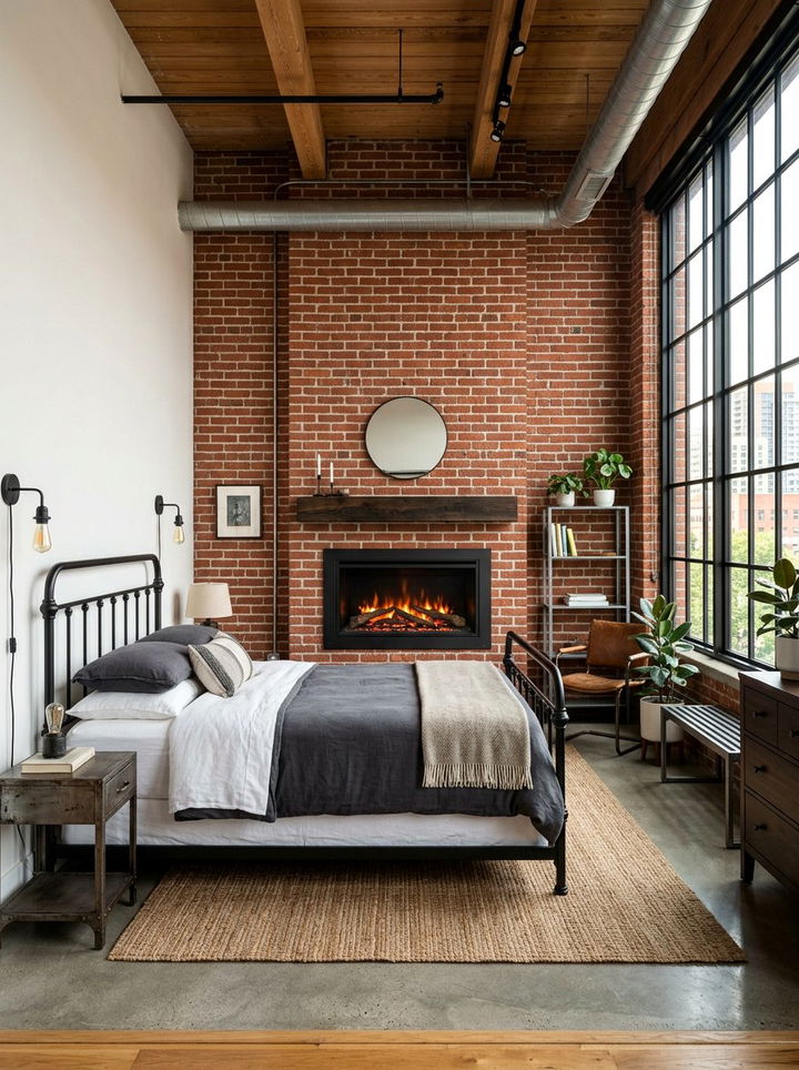 Brick Wall Electric Fireplace - 30 bedroom electric fireplace ideas
