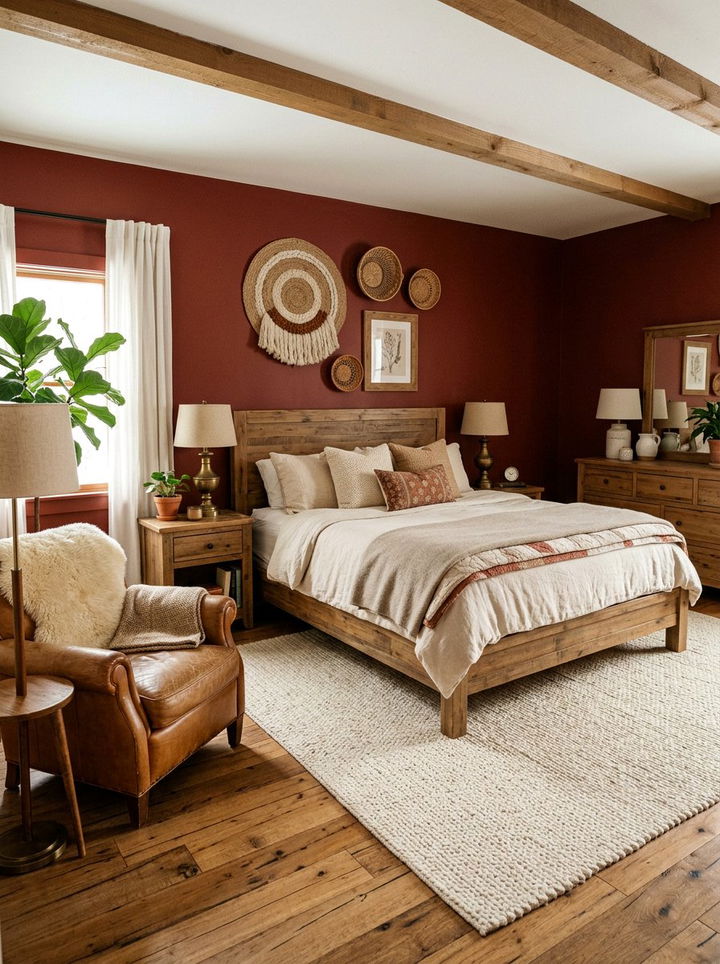 Brick red bedroom - 30 earthy bedroom color ideas