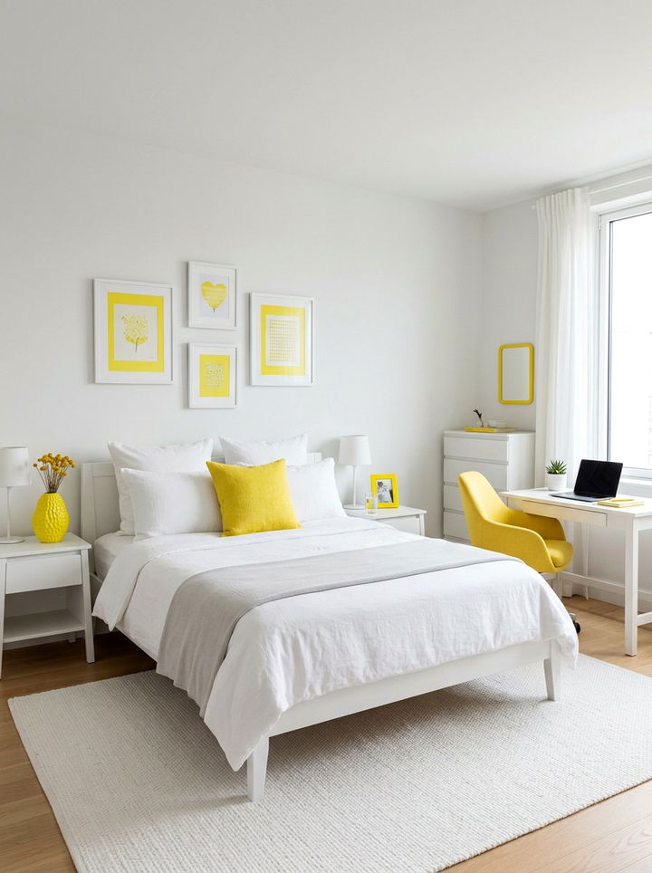 Bright Lemon Yellow Accents - 30 lemon yellow bedroom ideas