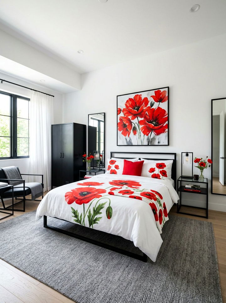 Bright Poppy Bedroom - 30 floral themed bedroom ideas