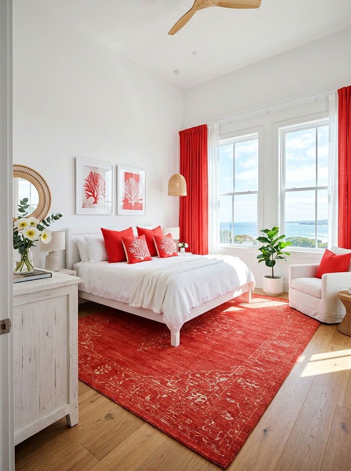 Bright Poppy Red White Bedroom - 30 red and white bedroom ideas