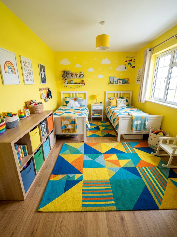 Bright Yellow Kids Room - 30 yellow bedroom ideas