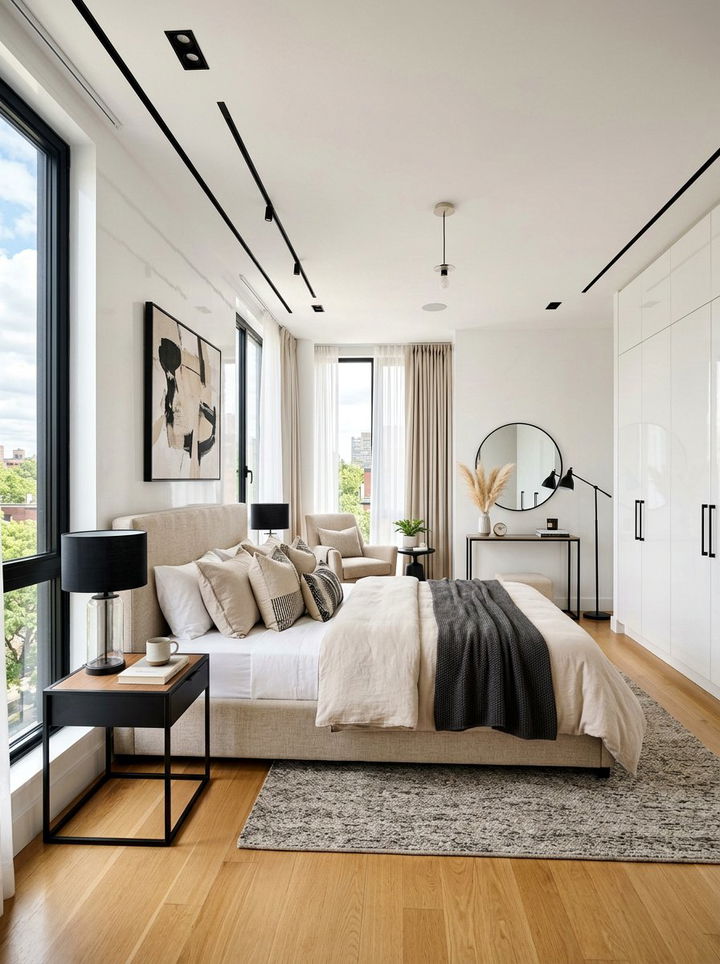 Bright black and beige bedroom - 30 black and beige bedroom color combo