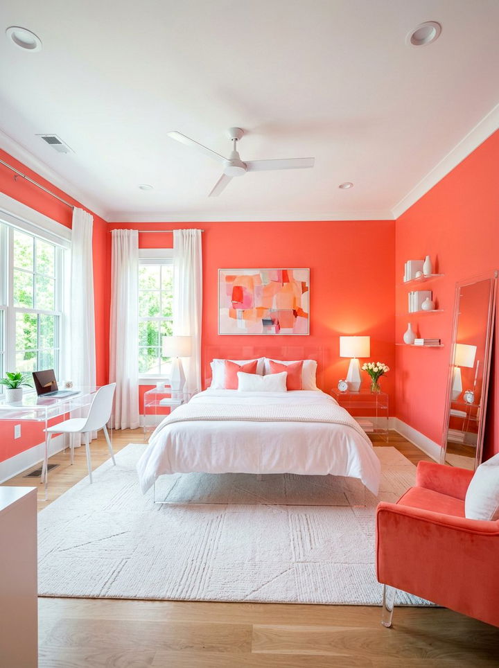 Bright coral bedroom - 30 coral bedroom ideas