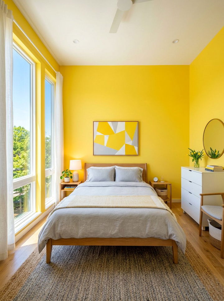 Bright yellow bedroom - 30 colorful bedroom ideas