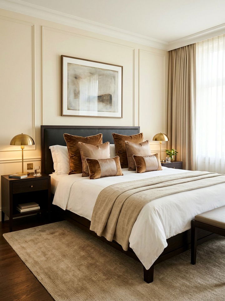 Bronze Decorative Pillows - 30 bronze accent bedroom ideas