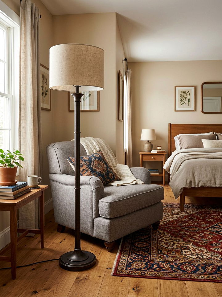 Bronze Floor Lamp - 30 metal accent bedroom ideas