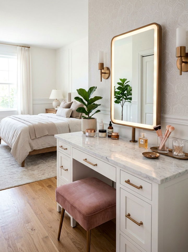 Bronze Makeup Mirror - 30 bronze accent bedroom ideas