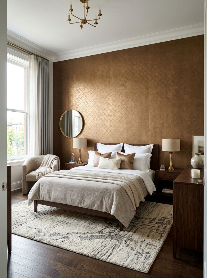 Bronze Metallic Wallpaper - 30 bronze accent bedroom ideas
