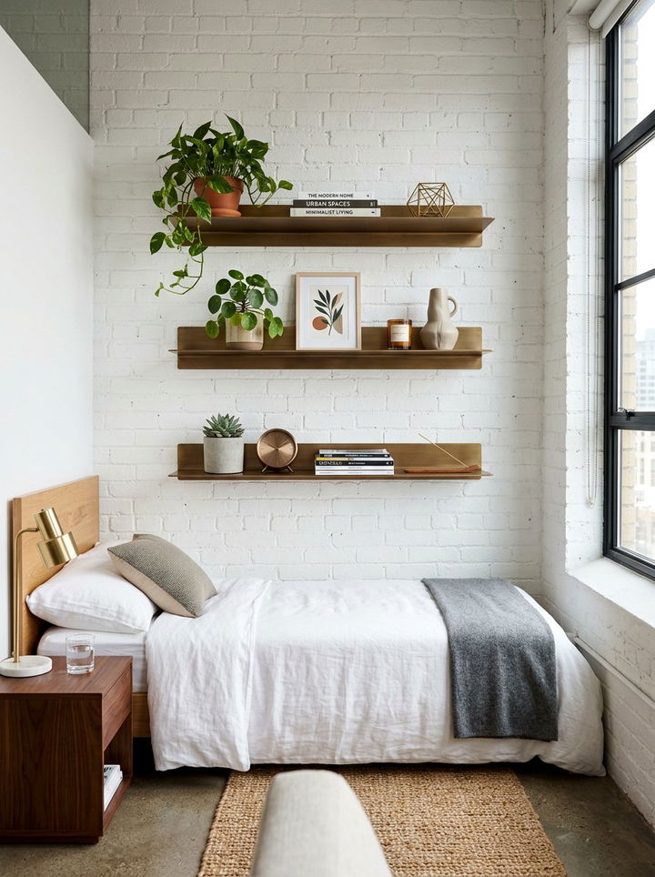 Bronze Wall Shelves - 30 bronze accent bedroom ideas