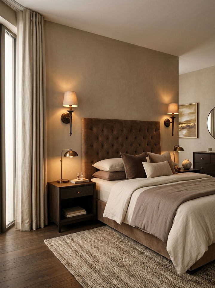 Bronze lighting fixtures - 30 brown bedroom ideas