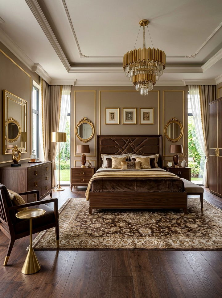 Brown And Gold Accents - 30 warm brown bedroom ideas
