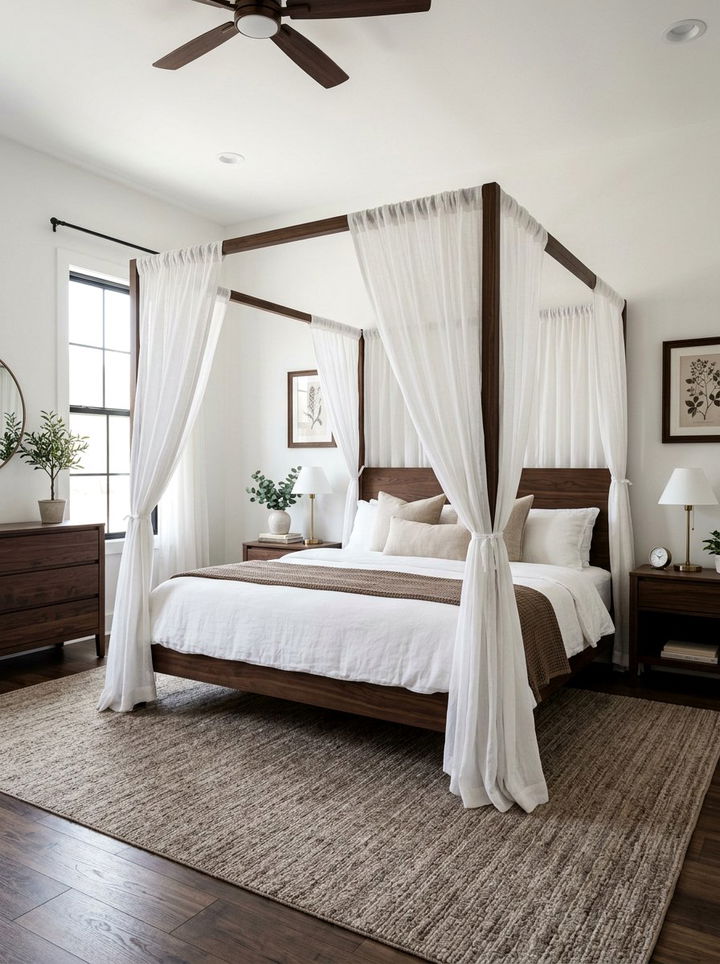 Brown And White Bedroom With Canopy Bed - 30 brown and white bedroom ideas