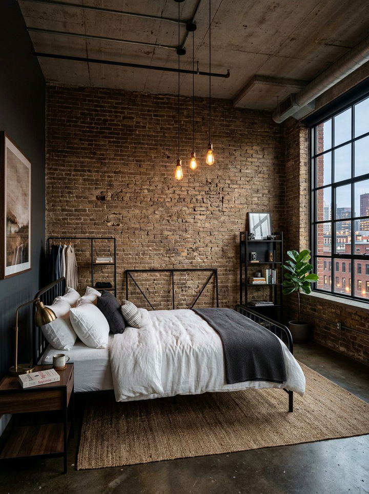 Brown Brick Wall Bedroom - 30 warm brown bedroom ideas