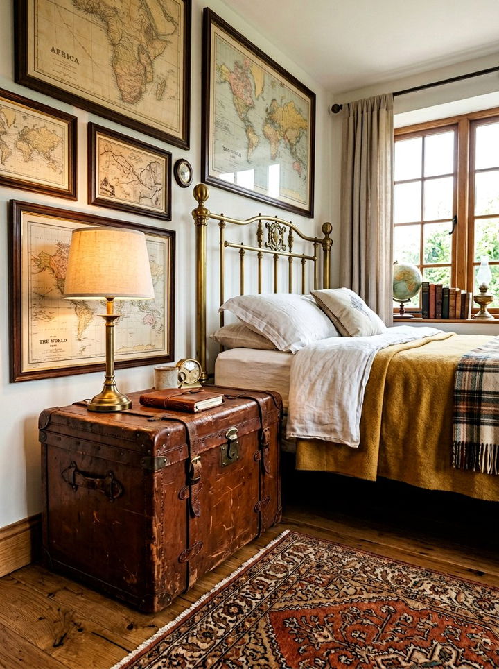 Brown Leather Storage Trunk - 30 leather bedroom ideas