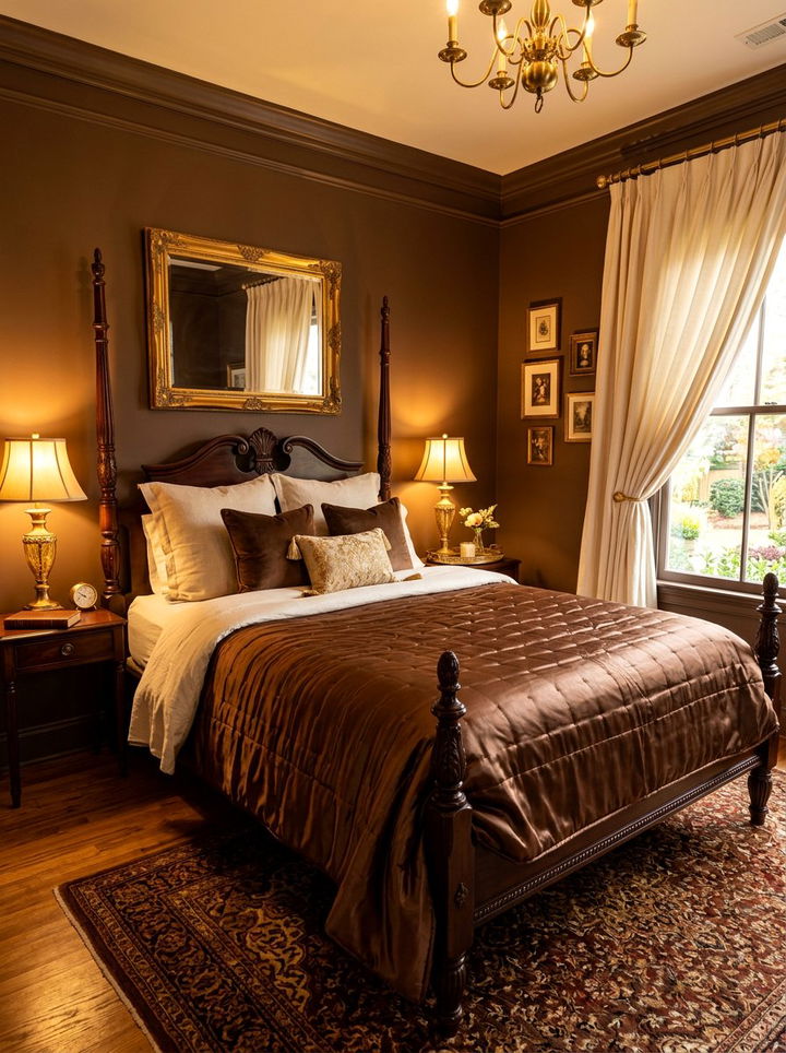 Brown Satin Bedspread - 30 satin bedroom ideas