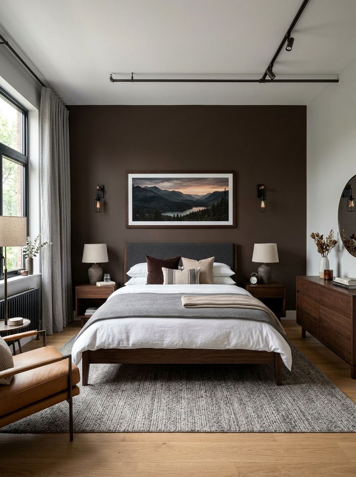 Brown accent wall - 30 brown bedroom ideas