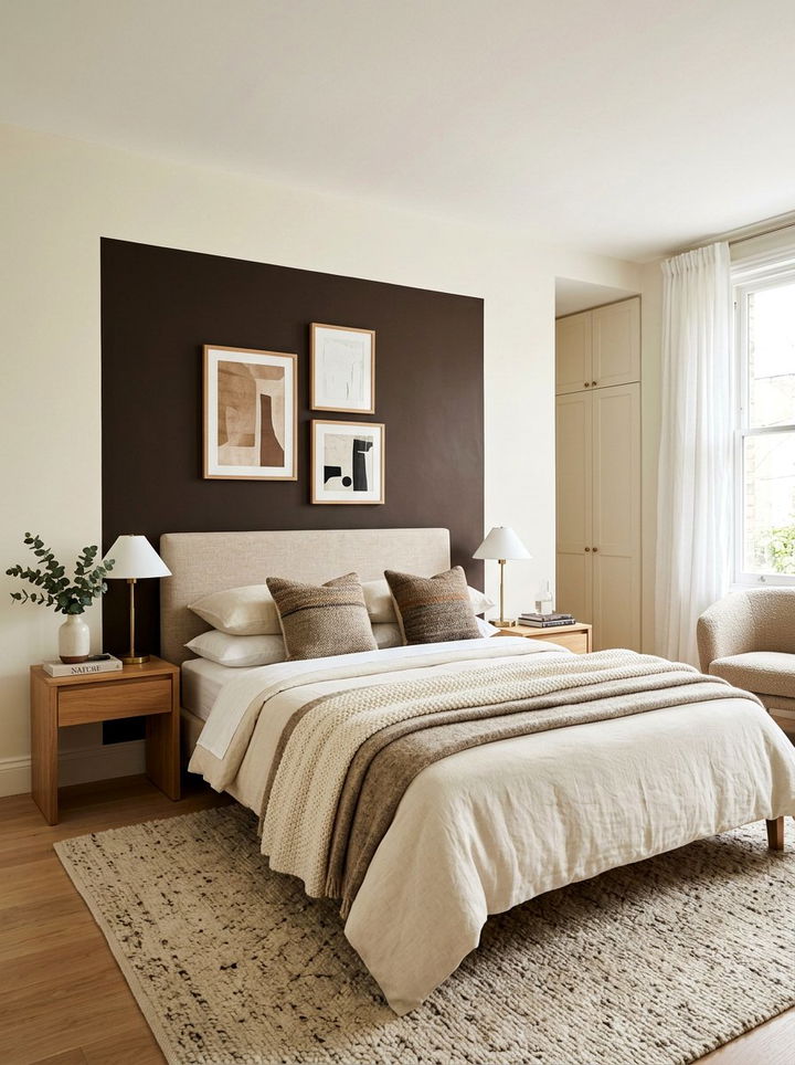 Brown and cream earthy bedroom - 30 color block bedroom ideas