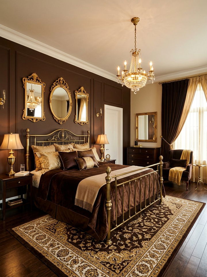Brown and gold decor - 30 brown bedroom ideas