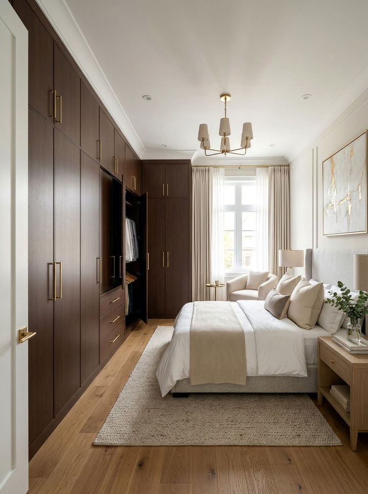 Brown built in wardrobes - 30 chocolate bedroom ideas