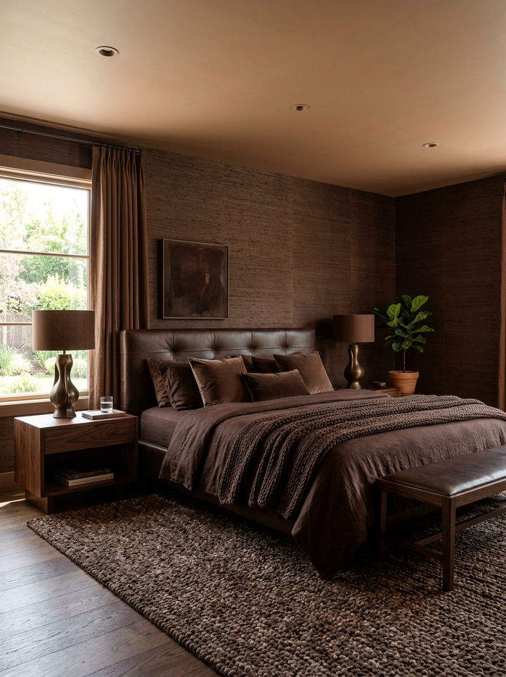 Brown textural bedroom - 30 chocolate bedroom ideas